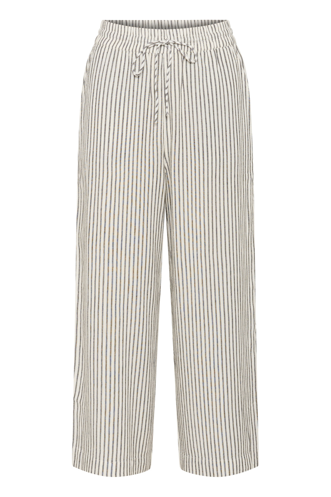 Kaffe KAmilia Linen Trousers Chalk/Black Stripe