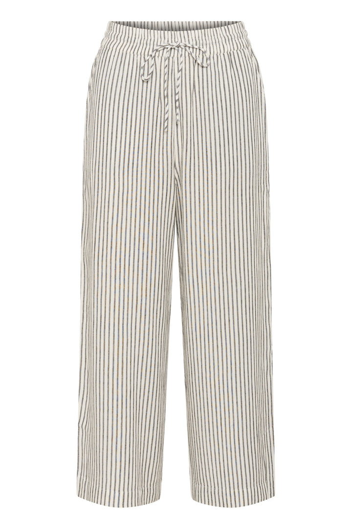 Kaffe KAmilia Linen Trousers Chalk/Black Stripe