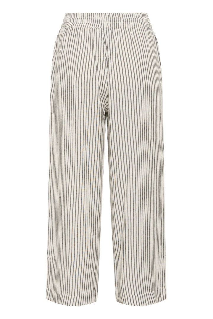 Kaffe KAmilia Linen Trousers Chalk/Black Stripe