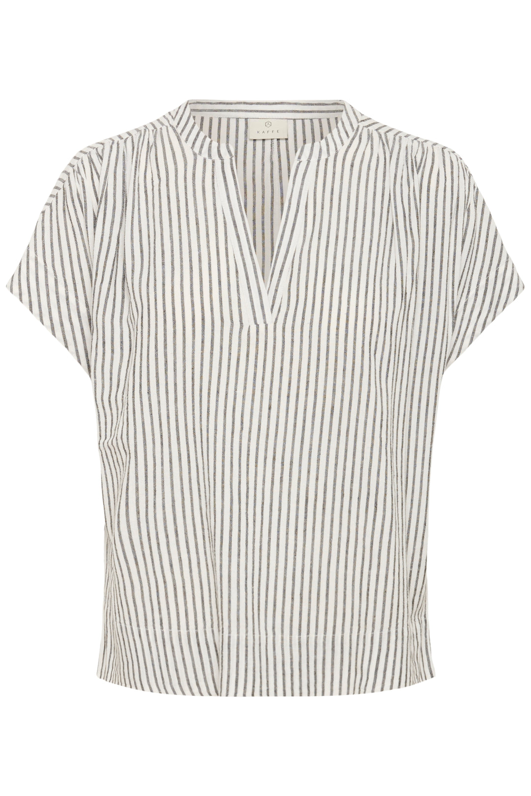 Kaffe KAmilia Linen Top- Chalk/Black Blend