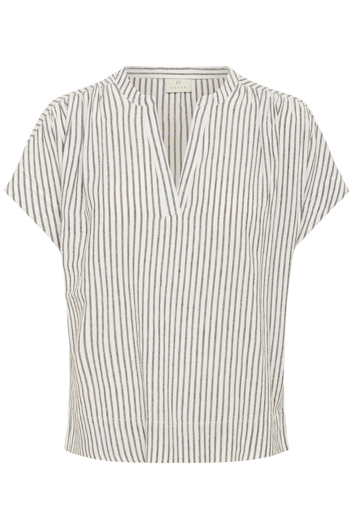 Kaffe KAmilia Linen Top- Chalk/Black Blend