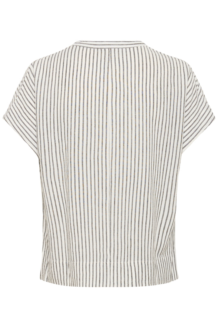 Kaffe KAmilia Linen Top- Chalk/Black Blend