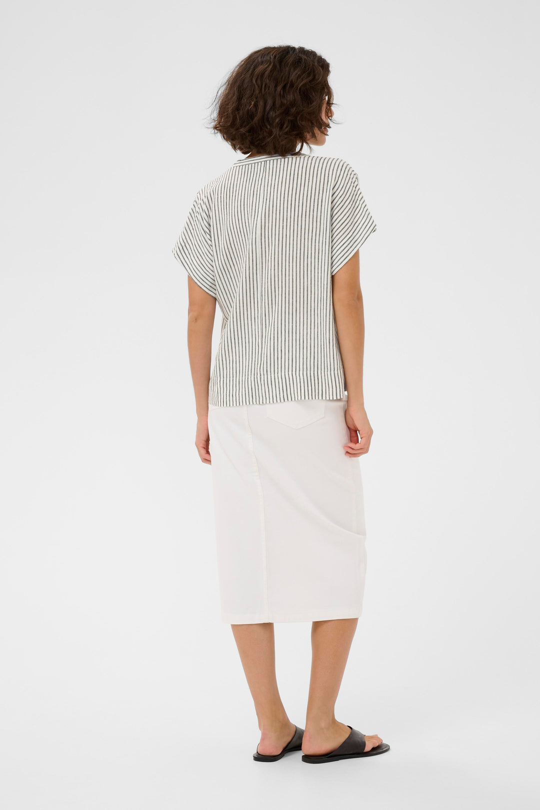 Kaffe KAmilia Linen Top- Chalk/Black Blend