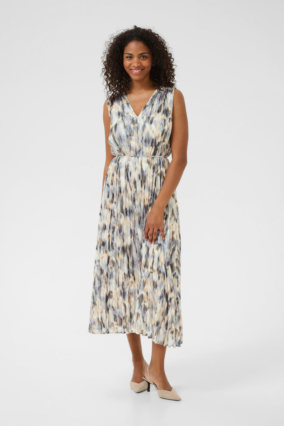 Kaffe Vicki Dress- Grey Graphic Blurt