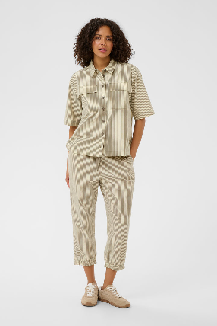 Kaffe Naya Striped Shirt-Brindle/Turtledove Stripe