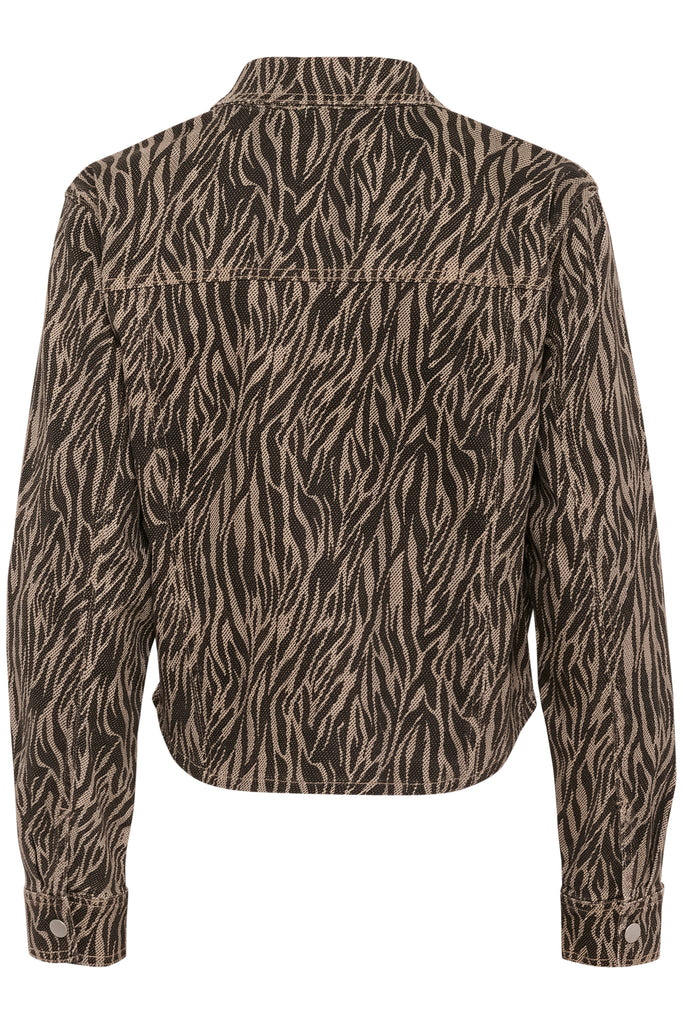 Kaffe Leondra Long Sleeved- Denim Shirt- Feather Grey/Black Animal Print