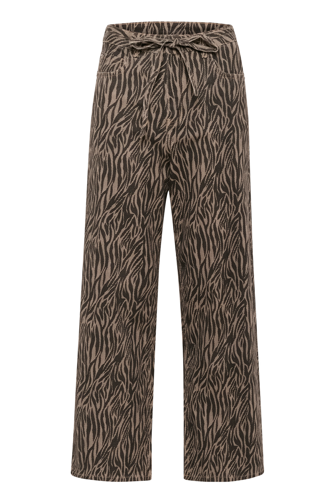 Kaffe Leondra High-Waist Straight Jeans- Feather Gray/Black Animal Print