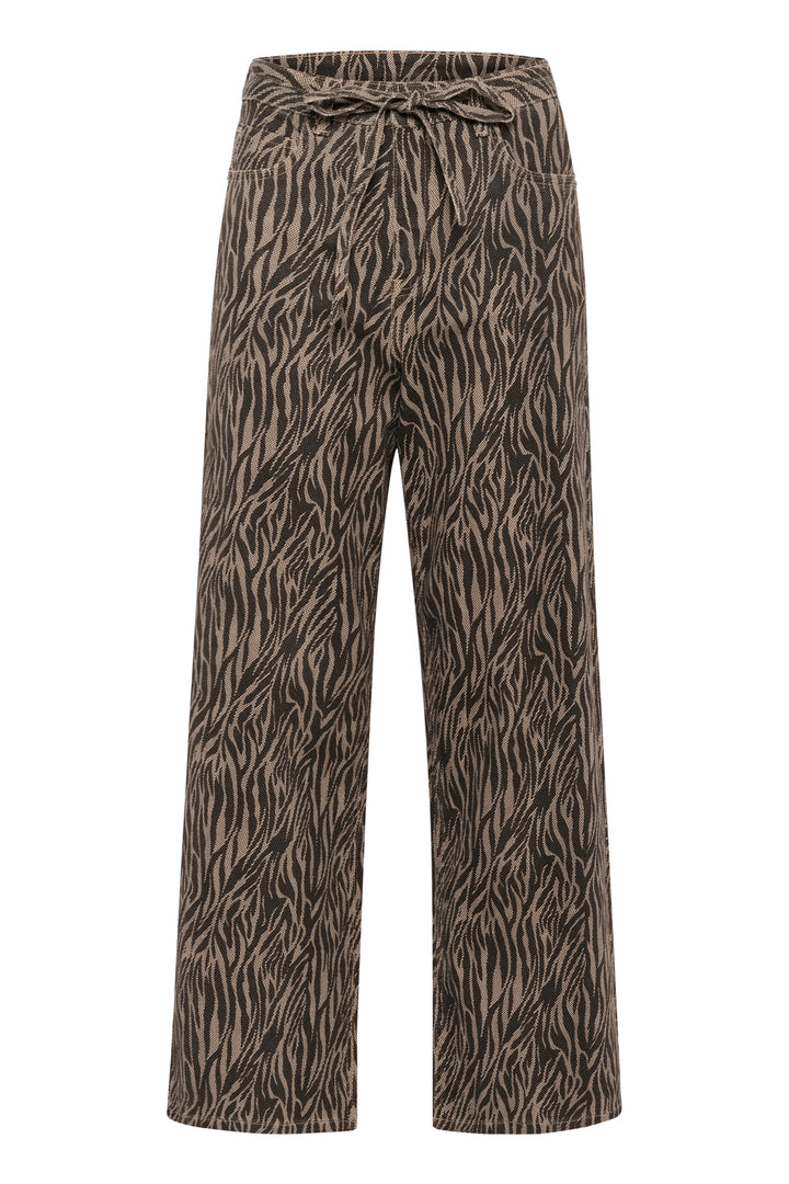 Kaffe Leondra High-Waist Straight Jeans- Feather Gray/Black Animal Print