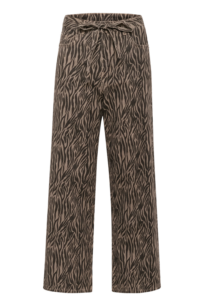 Kaffe Leondra High-Waist Straight Jeans- Feather Gray/Black Animal Print