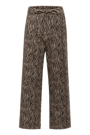 Kaffe Leondra High-Waist Straight Jeans- Feather Gray/Black Animal Print