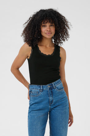 Kaffe Omi Slim Fit Top - Black Deep