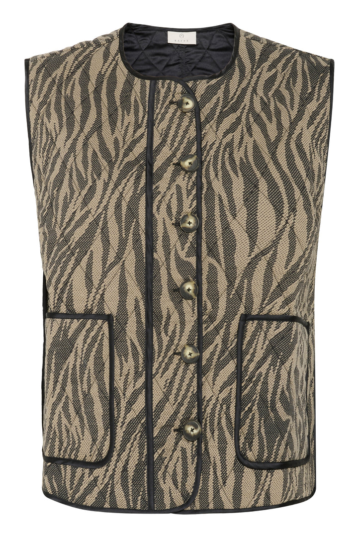 Kaffe Kayla Warm Waistcoat- Feather Gray / Black Animal Print.