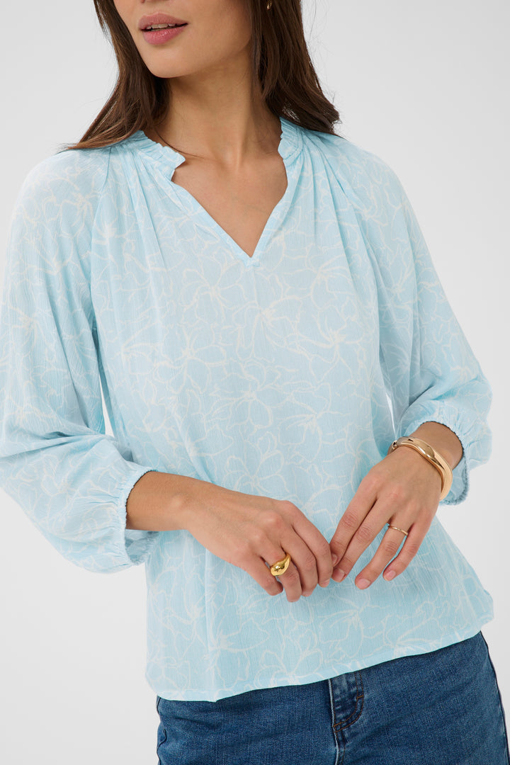 Kaffe Tine Amber Blouse- Nantucket Breeze Chalk Flower