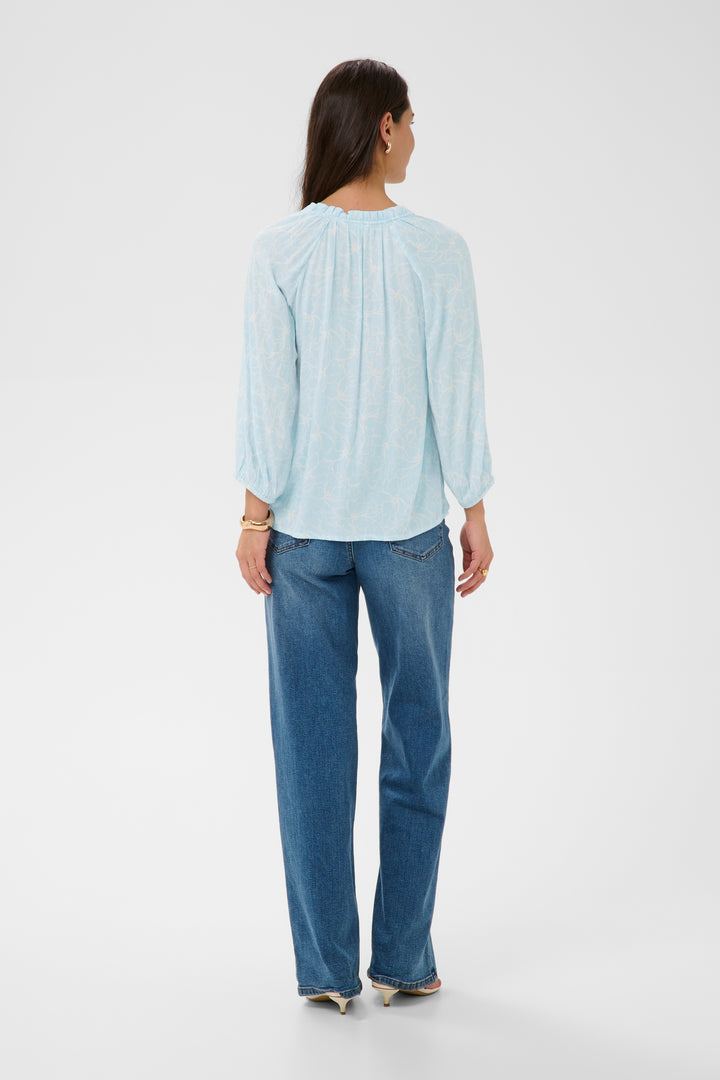 Kaffe Tine Amber Blouse- Nantucket Breeze Chalk Flower