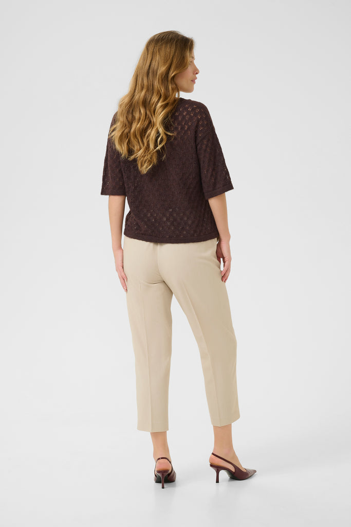 Kaffe Lourine V- Neck Pullover- Fudge