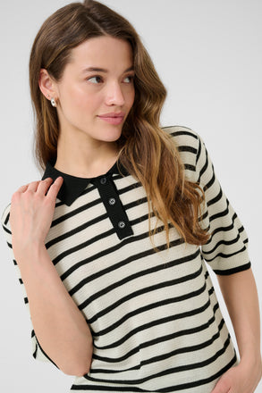 Kaffe Amalia Pullover- Chalk & Black Stripe
