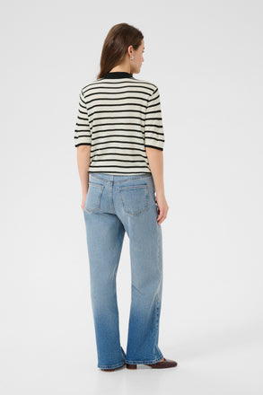 Kaffe Amalia Pullover- Chalk & Black Stripe