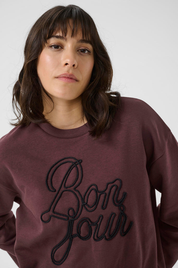 Kaffe Berta 'Bonjour' Sweatshirt- Fudge