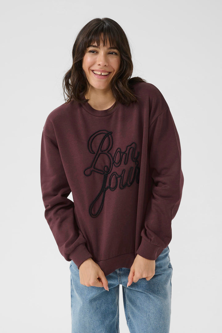 Kaffe Berta 'Bonjour' Sweatshirt- Fudge