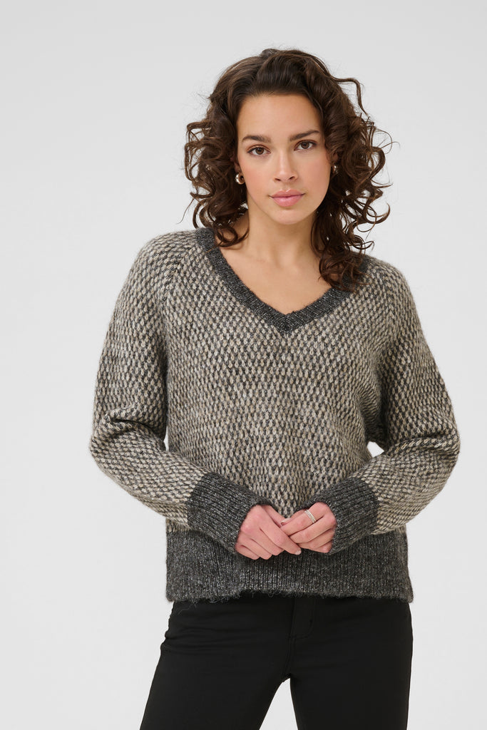 Kaffe Melinda Pullover- Dark Grey/ Feather Gray