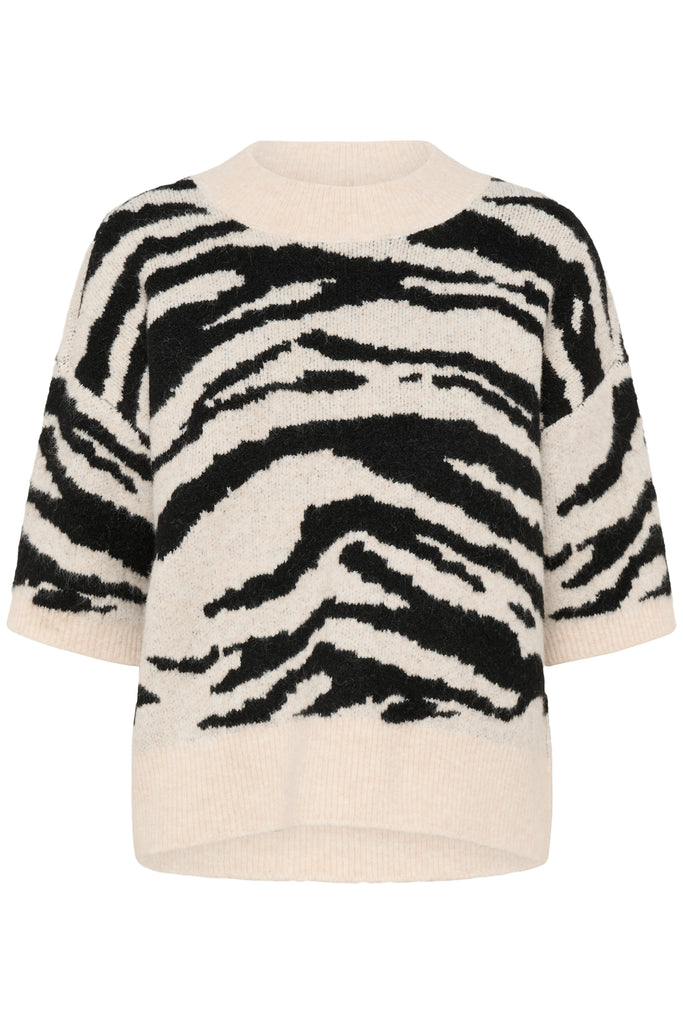Kaffe Sandra Pullover - Turtledove/ Black Animal