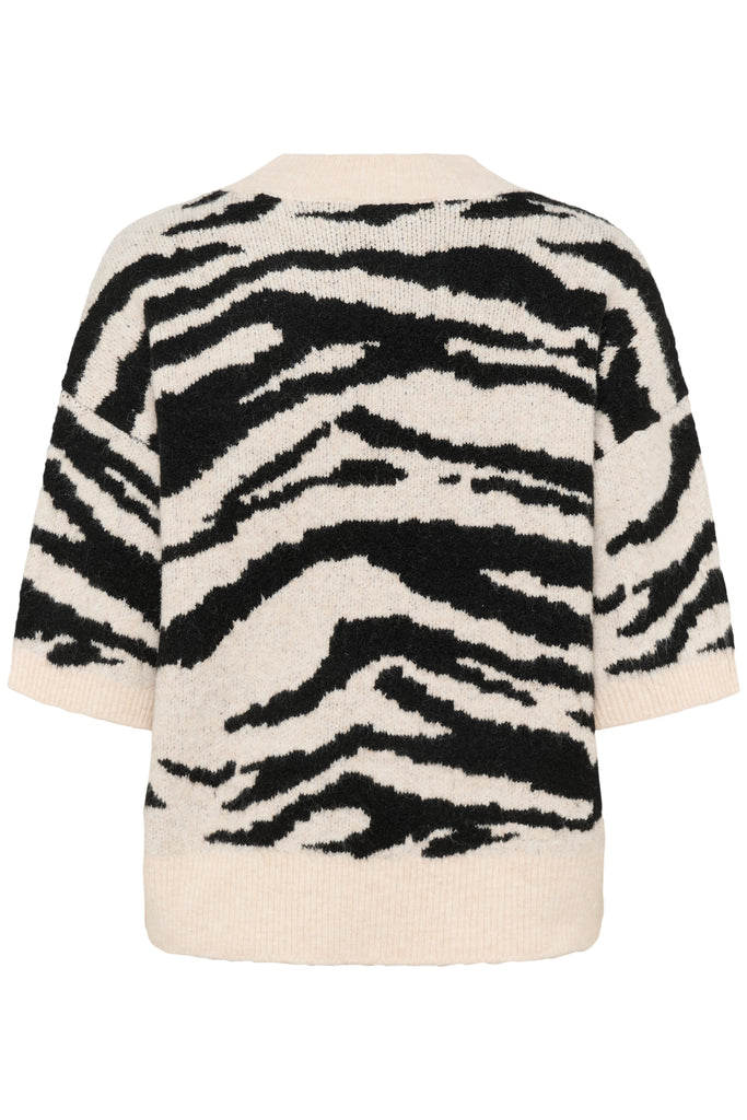 Kaffe Sandra Pullover - Turtledove/ Black Animal
