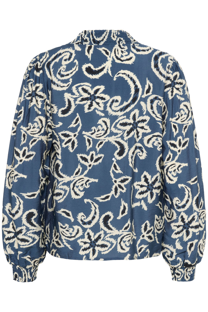 Kaffe Dahlia Blouse - Bering Sea/White