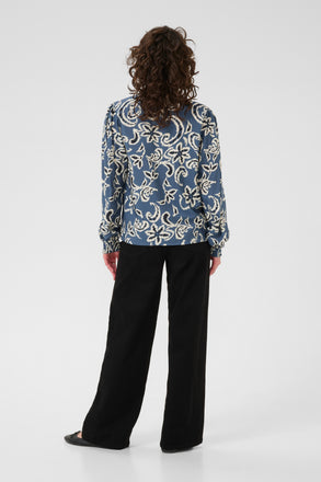 Kaffe Dahlia Blouse - Bering Sea/White