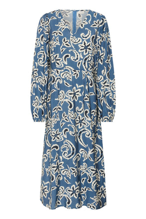 Kaffe Dahlia Dress - Berling Sea/White