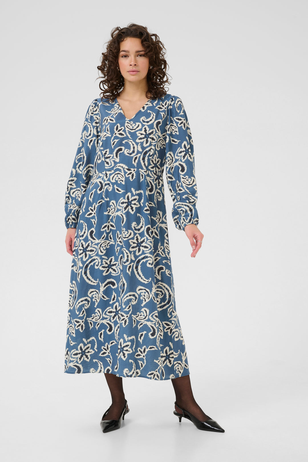 Kaffe Dahlia Dress - Berling Sea/White