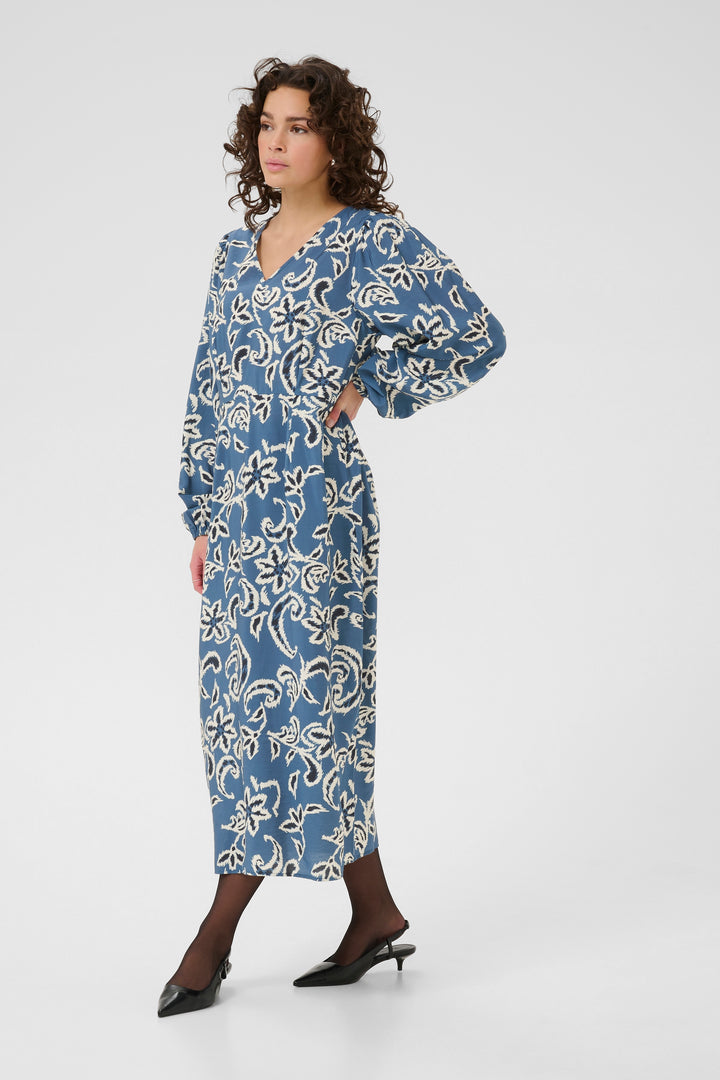 Kaffe Dahlia Dress - Berling Sea/White