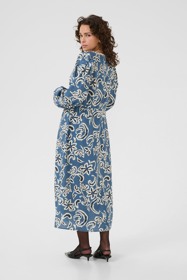 Kaffe Dahlia Dress - Berling Sea/White