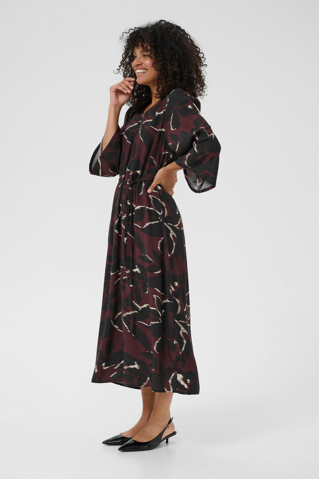 Kaffe Mille Dress - Windsor Wine/ Black Flower