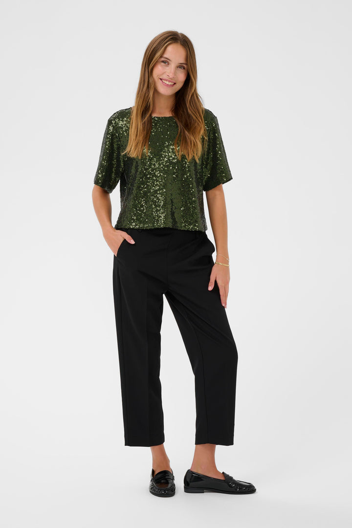Kaffe Miranda Sequin Blouse - Ivy Green