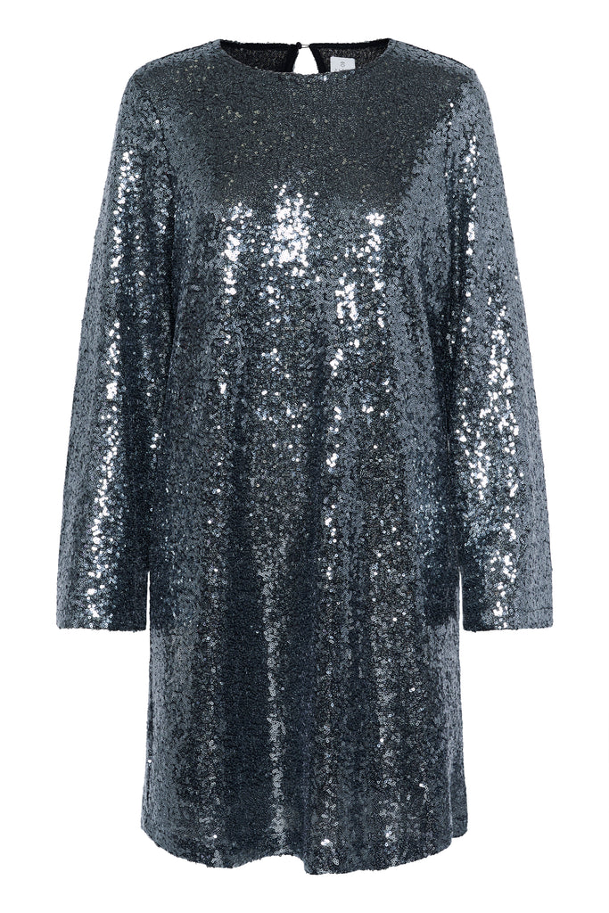 Kaffe Lau Sequin Cardigan - Dark Silver