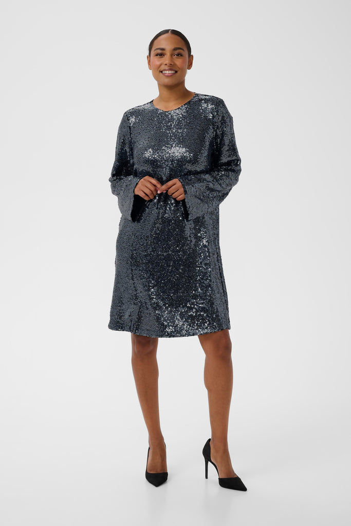 Kaffe Lau Sequin Cardigan - Dark Silver