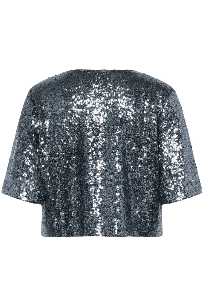 Kaffe Lau Sequin Cardigan - Dark Silver