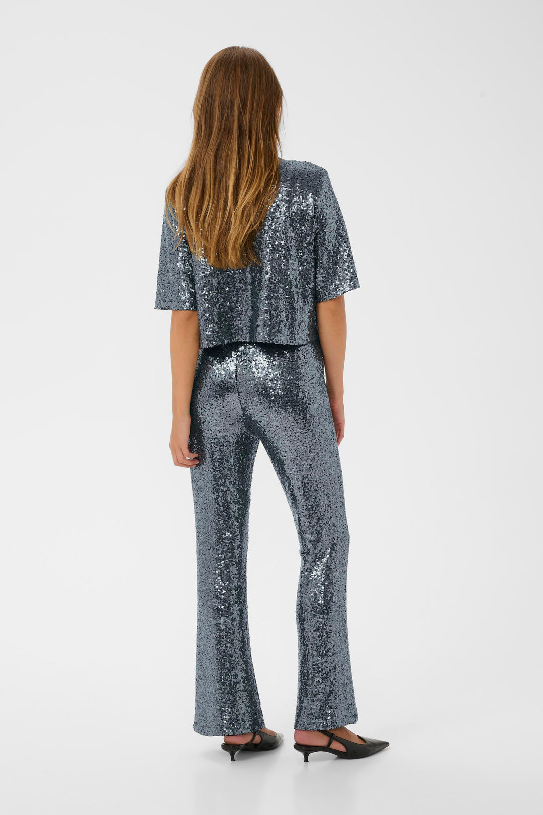 Kaffe Lau Sequin Cardigan - Dark Silver