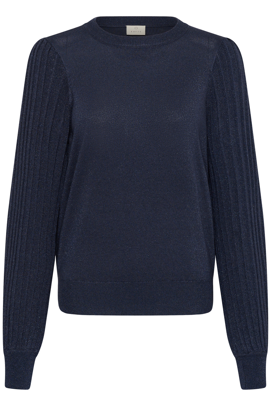 Kaffe Regina Glitter Pleated Long Sleeve Pullover- Navy