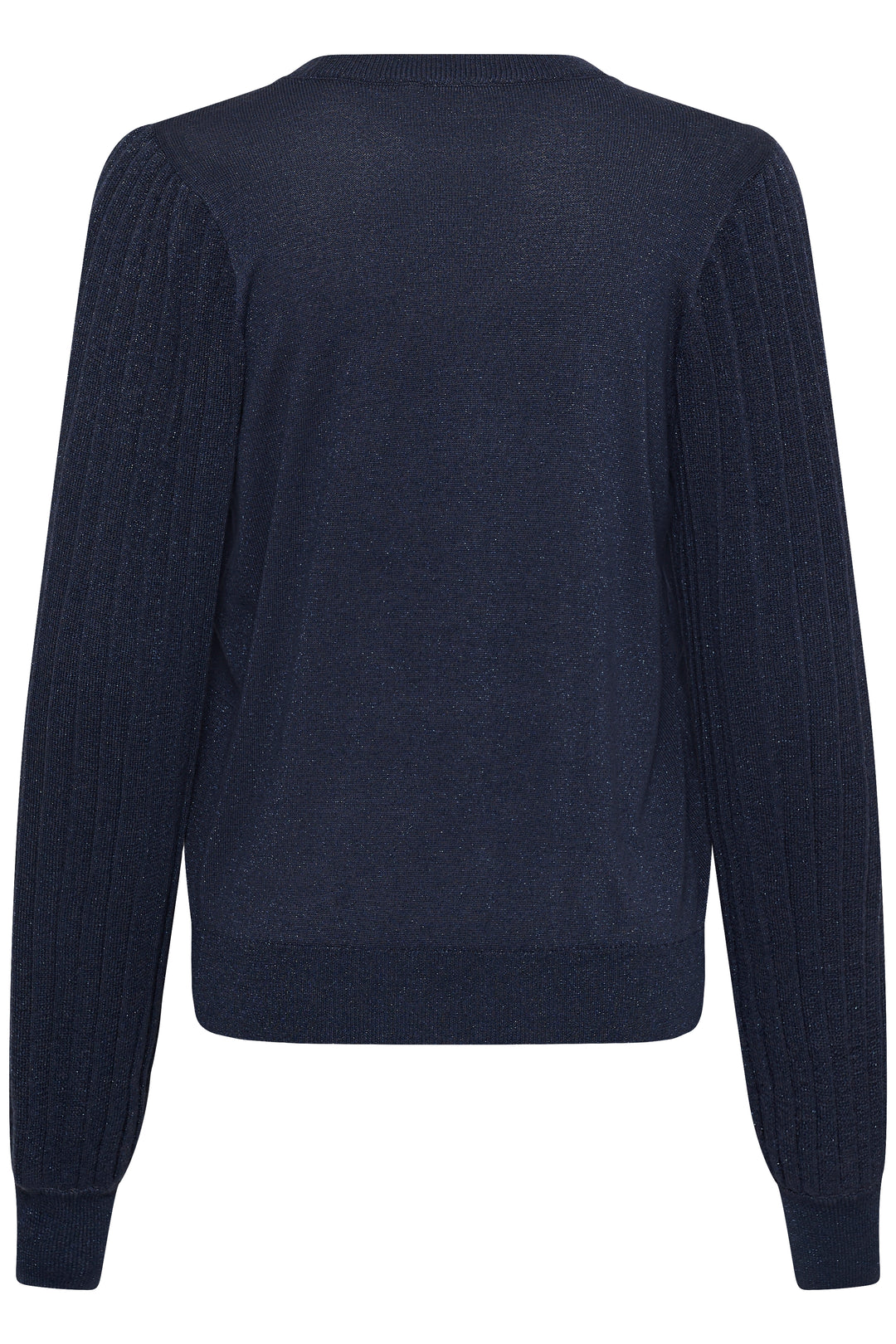Kaffe Regina Glitter Pleated Long Sleeve Pullover- Navy