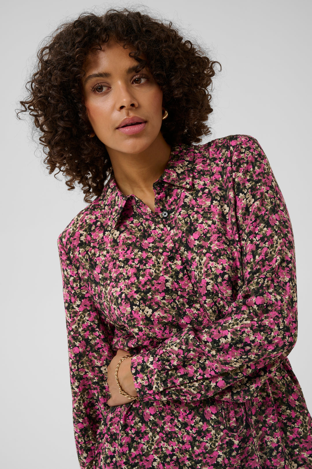 Kaffe KAbella Shirt Dress - Pink Black Graphi