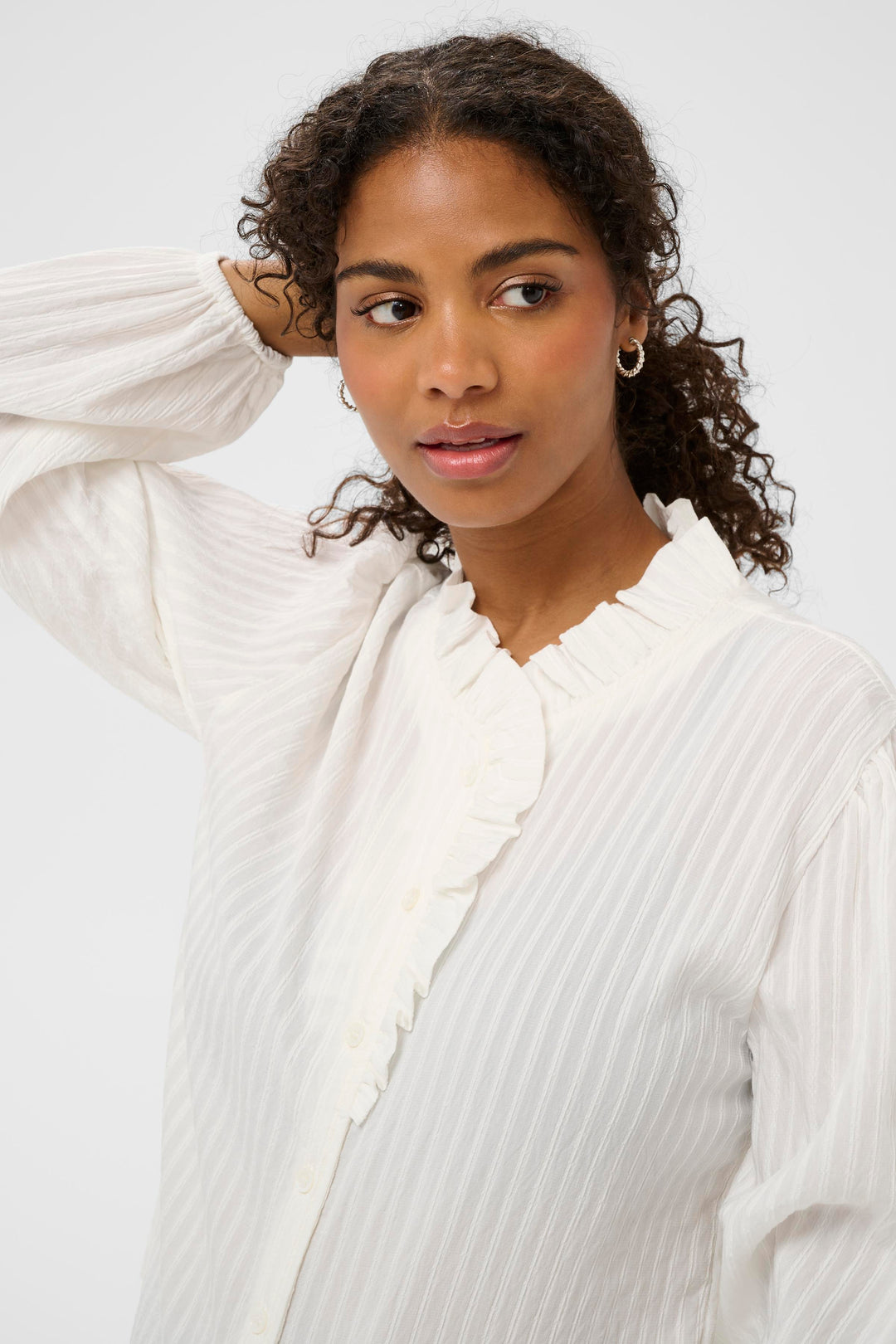 Kaffe KAsuma Frill Shirt - Chalk