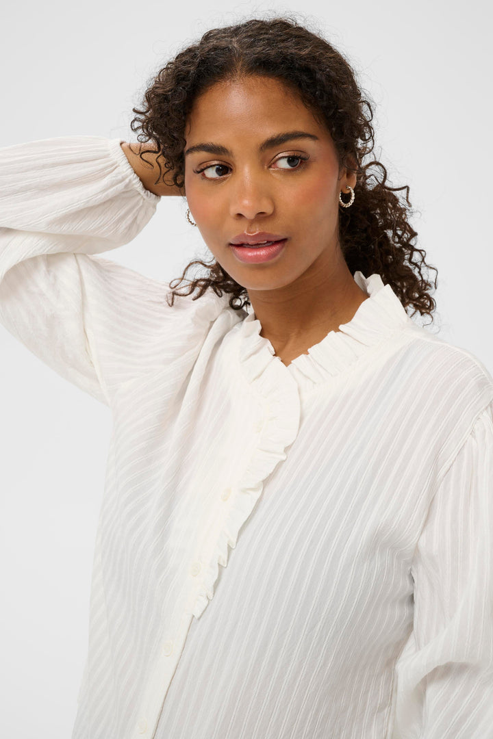 Kaffe KAsuma Frill Shirt - Chalk