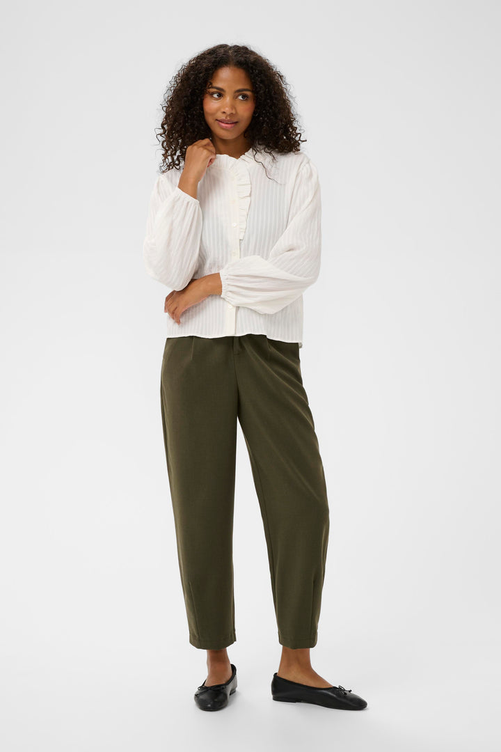 Kaffe KAsuma Frill Shirt - Chalk