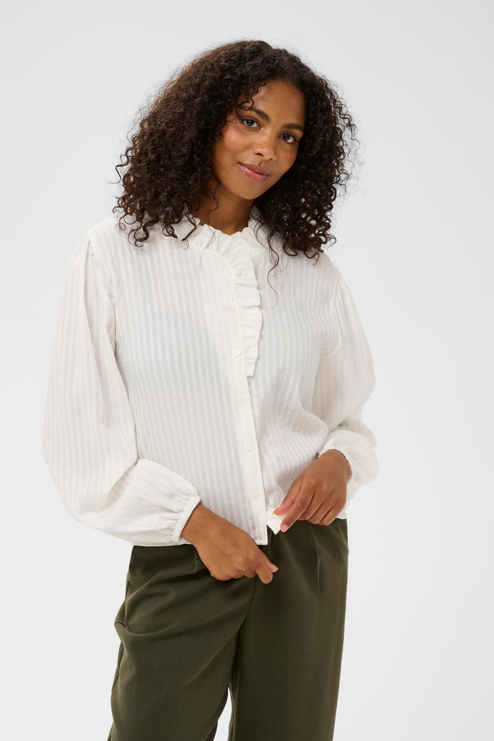 Kaffe KAsuma Frill Shirt - Chalk