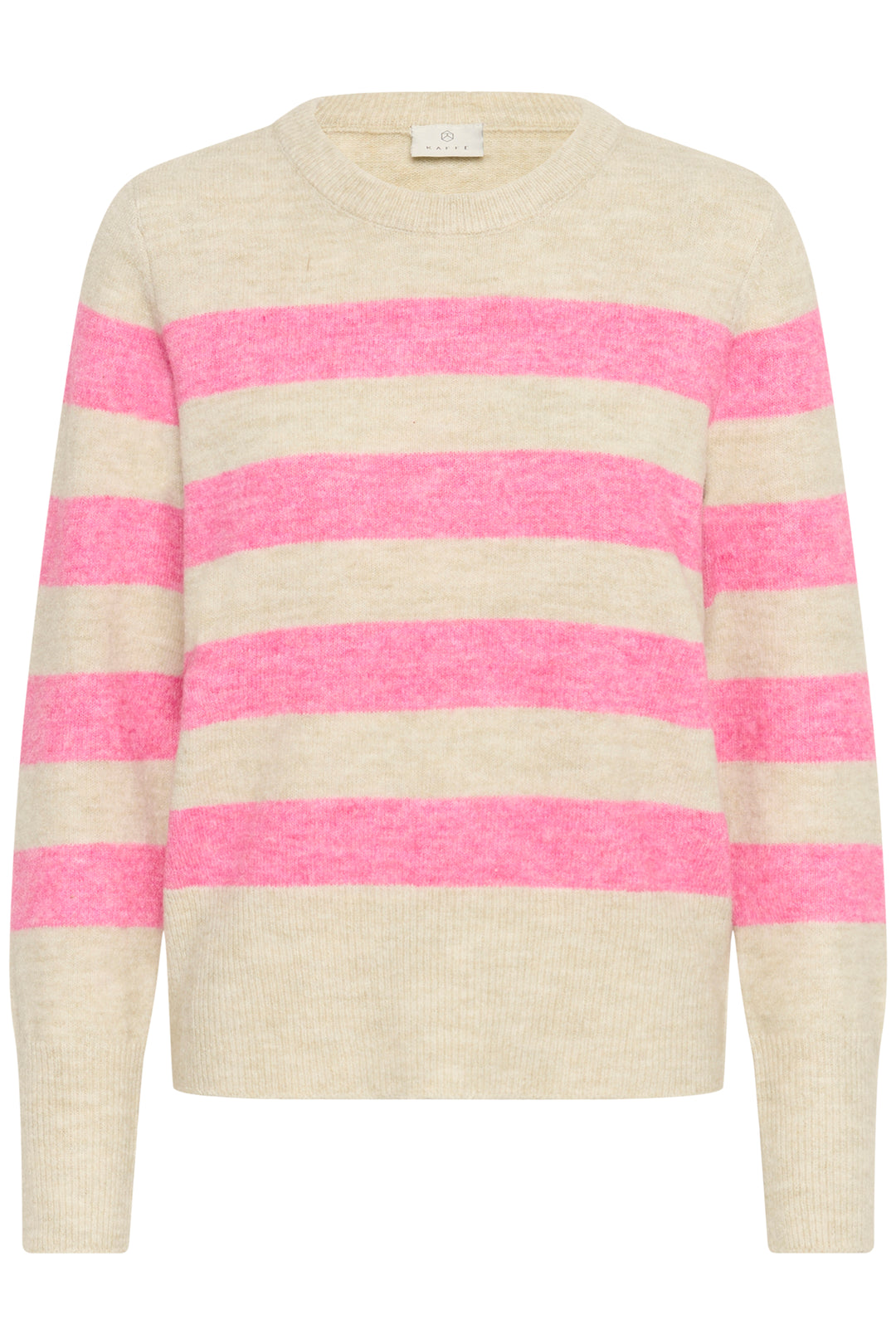 Kaffe KAniel Striped Pullover - Feather Gray Mel/Pink Melange