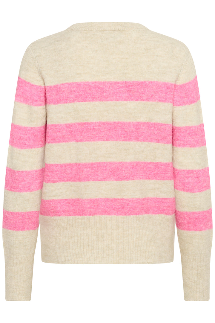 Kaffe KAniel Striped Pullover - Feather Gray Mel/Pink Melange