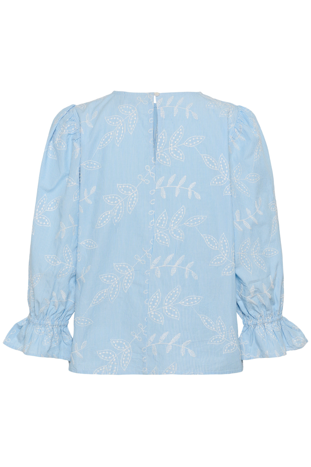 Kaffe KAmarlee Blouse- White Blue Embroidery Stripe
