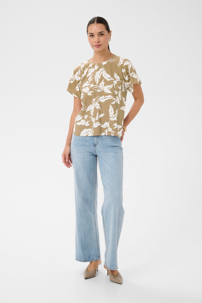 Kaffe Marlo Blouse-Oak Chalk Leaves