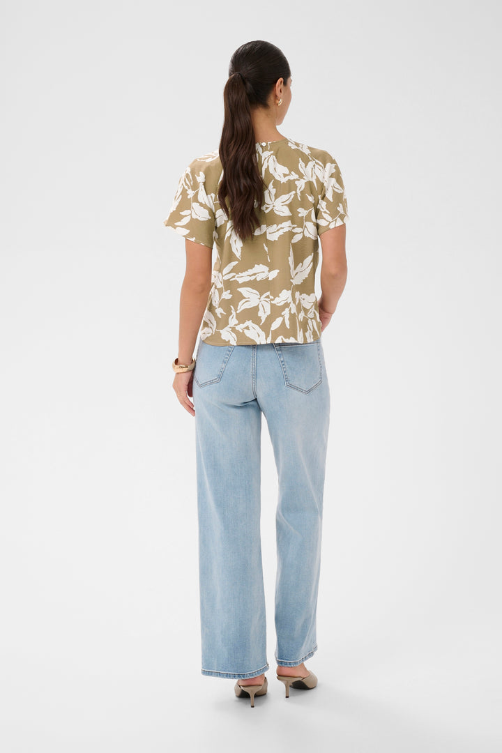 Kaffe Marlo Blouse-Oak Chalk Leaves